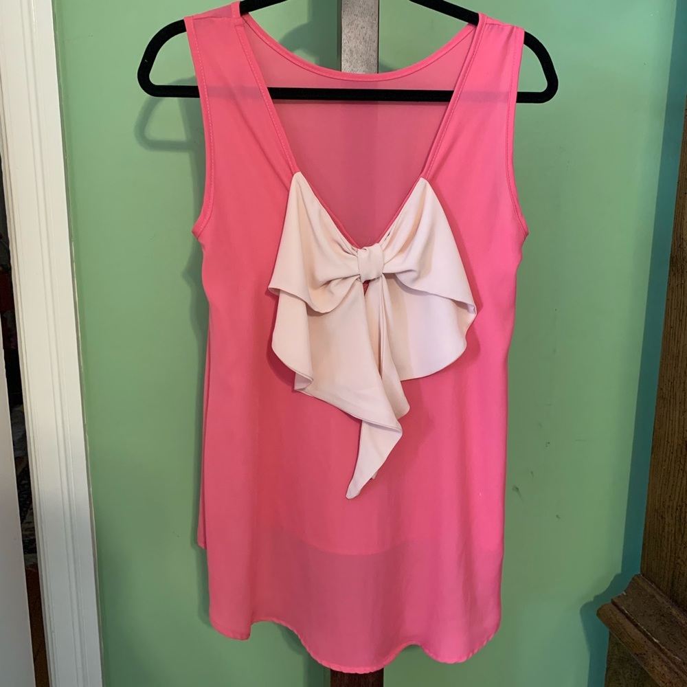 Altar’d State pink and cream bow tank top size XS